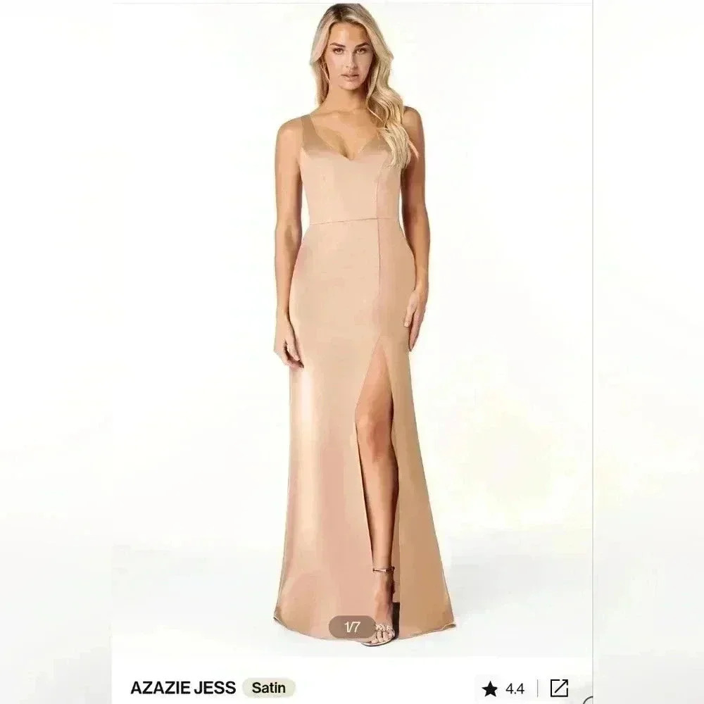 AZAZIE JESS Stretch Satin Maxi Dress Floor Length English Rose Size A12